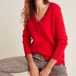 Anthropologie Vneck Sweater W/Button Detailing